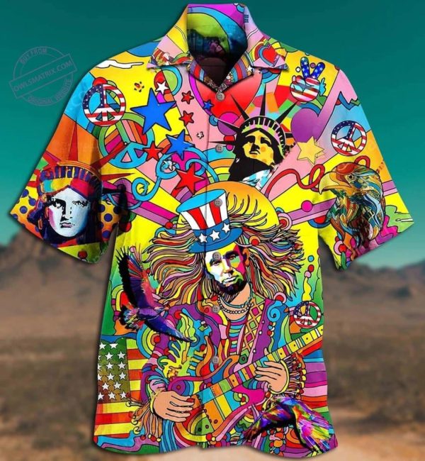 America Fullcolor 3d Hippie Hawaiian Shirt Beachwear For Men Gifts For Young Adults