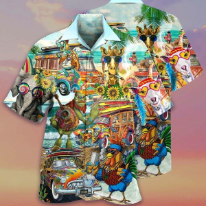 Animal Hippie Hawaiian Shirt Beachwear For Men Gifts For Young Adults