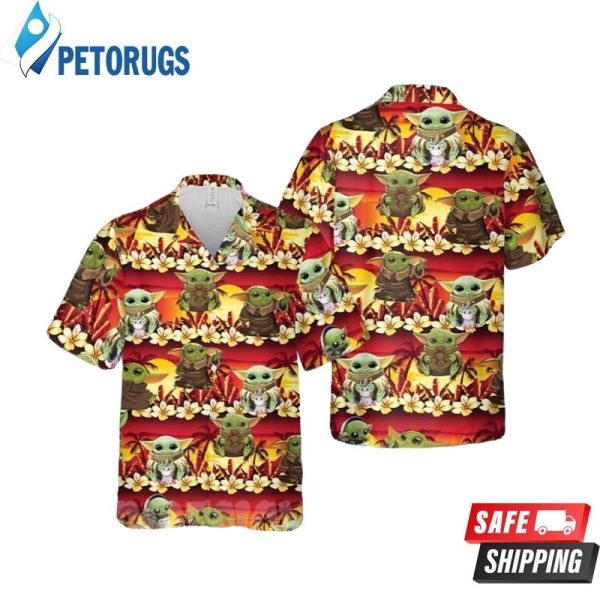 Baby Yoda Star Wars Sunset Hawaiian Shirt