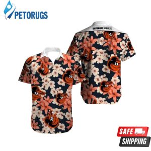 Baltimore Orioles Tropical Flowers Summer Hawaiian Shirt