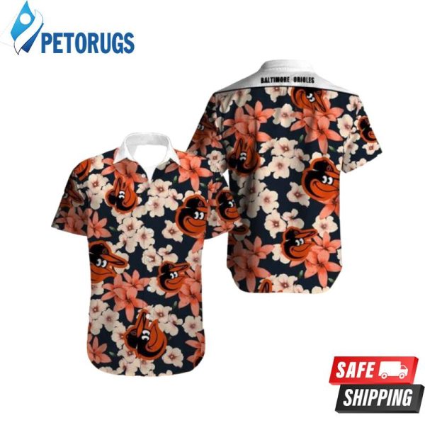 Baltimore Orioles Tropical Flowers Summer Hawaiian Shirt