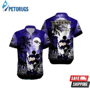 Baltimore Ravens NFL Team Logo Mickey Mouse Hawaiian Shirt