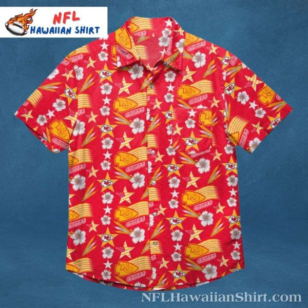 Chiefs Hibiscus Harmony Red And Yellow Mens Hawaiian Shirt