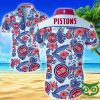 Detroit Pistons Blue And Light Pink Flowers Hawaiian Shirt