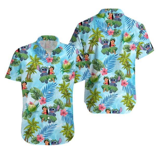 Disney Hawaiian Shirt Summer Beach Lilo amp Stitch Palm Tree Disney Aloha Button Up Shirt