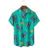 Disney Hawaiian Shirt Summer Beach Stitch Disney Pineapple Pattern Aloha Button Up Shirt
