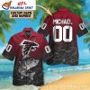 Fishing Themed Atlanta Falcons Custom Name Number Tropical Hawaiian Shirt