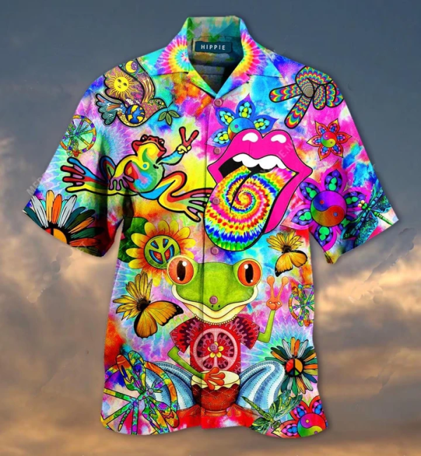Frog Hippie Hawaiian Shirt Beachwear For Men Gifts For Young Adults