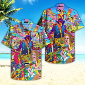 Guitar Colorful Hippie Hawaiian Shirt Beachwear For Men Gifts For Young Adults