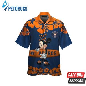 Houston Astros Minnie Mouse Short Sleeve Button Up Tropical Hawaiian Shirt