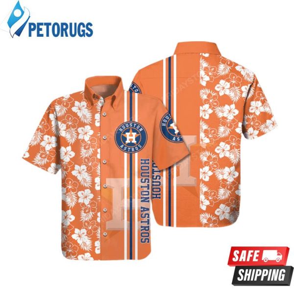 Houston Astros Trendy Houston Astros Logo Baseball Orange White Hawaiian Shirt