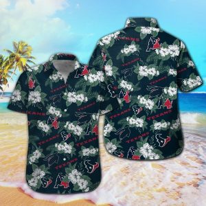 Houston Texans Short Sleeve Button Up Tropical Hawaiian Shirt VER025