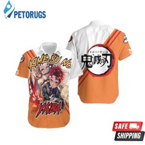Kimetsu No Yaiba Demon Slayer Orange Hawaiian Shirt