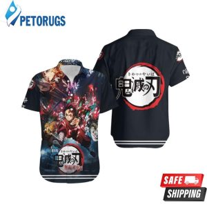 Kimetsu no yaiba anime tanjiro with Demon Slayers corps black Hawaiian Shirt