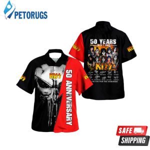 Kiss Band Short Sleeve Black Red Beach Hawaiian Shirt