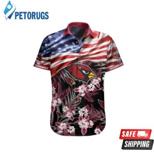 NFL Arizona Cardinals America Flag Flower Hawaiian Shirt