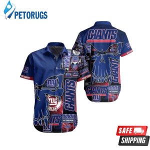 NFL New York Giants Punisher Skull Navy Blue Hawaiian Shirt