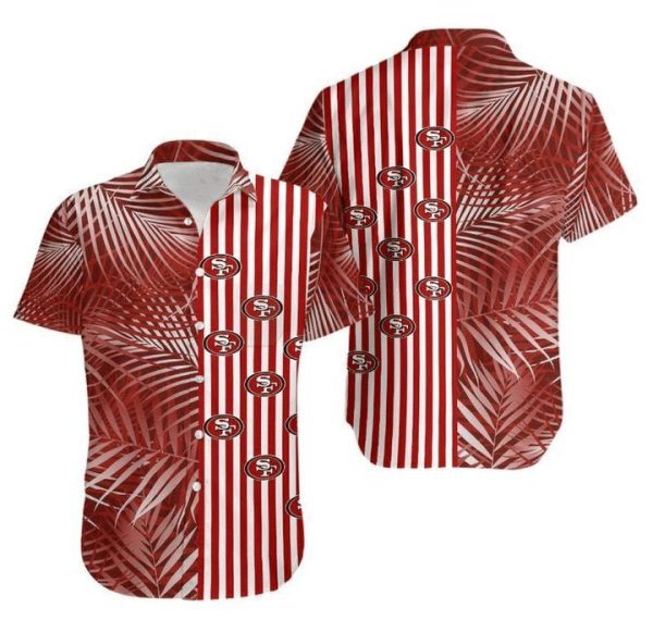 NFL San Francisco 49Ers Red Coconut Tree Leaf Hawaiian Shirt