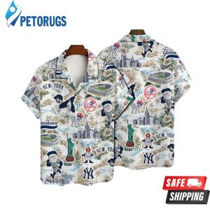 New York Yankees Baseball Pattern On White Background Print Hawaiian Shirt