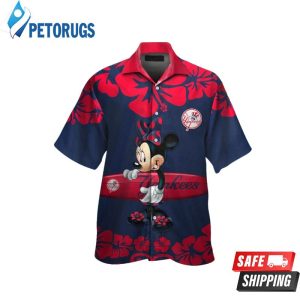 New York Yankees Minnie Mouse Short Sleeve Button Up Tropical Hawaiian Shirt