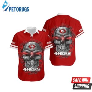Nfl San Francisco 49Ers Red Skull Rose Trendy Hawaiian Shirt
