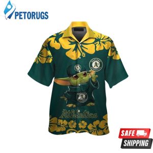 Oakland Athletics Baby Yoda Short Sleeve Button Up Tropical Hawaiian Shirt