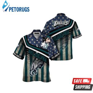 Philadelphia Eagles NFL Mickey Disney Print American Flag Hawaiian Shirt