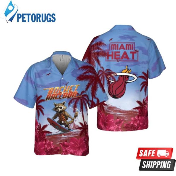 Rocket Raccoon And NBA Miami Heat Summer Pattern Print Hawaiian Shirt
