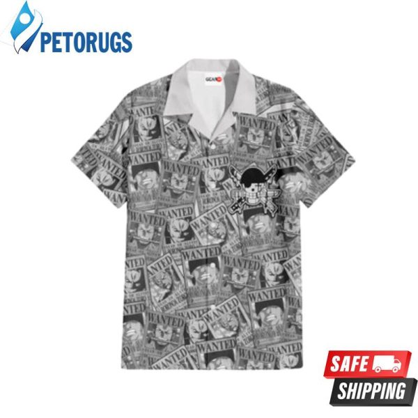 Roronoa Zoro Wanted Anime Custom Manga Merch Clothes Hawaiian Shirt