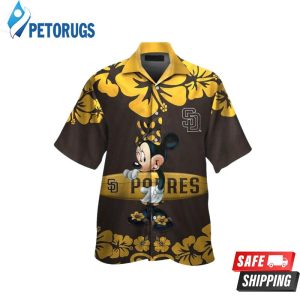 San Diego Padres Minnie Mouse Short Sleeve Button Up Tropical Hawaiian Shirt