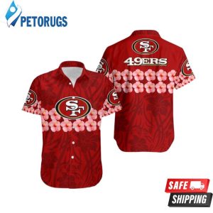 San Francisco 49Ers Flower And Logo Hawaiian Shirt