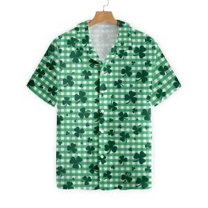 Shamrock Clover On The Pattern Plaid Green Hawaiian Shirt