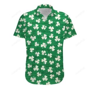 Shamrock Pattern White Saint Patricks Day Hawaiian Shirt
