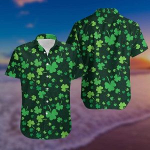 Simple Shamrock Saint PatrickS Day Green Hawaiian Shirt