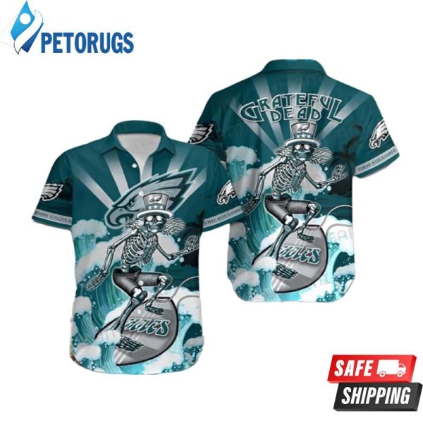 Skeleton Surfing Unique Philadelphia Eagles Hawaiian Shirt