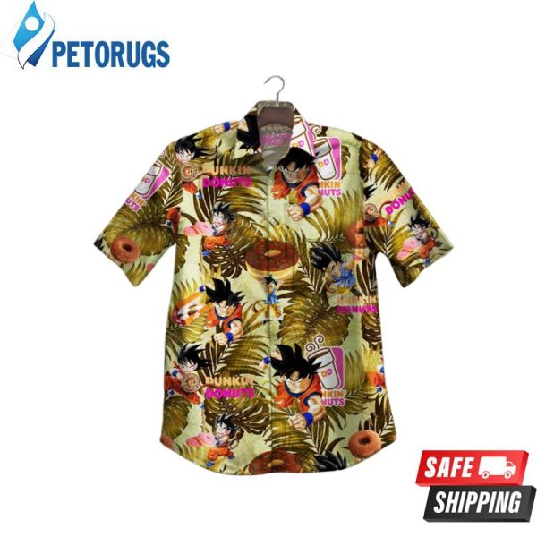 Son Goku Dragon Ball Dunkin’ Donuts Tropical Leaf Aloha Hawaiian Shirt