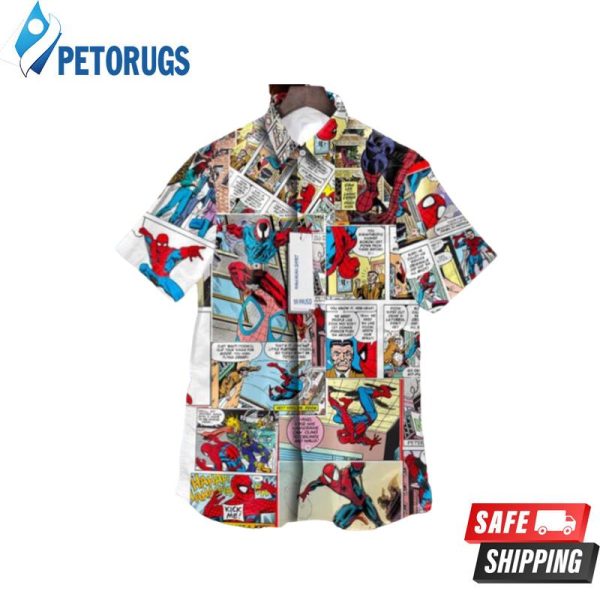 Spider Man Super Hero Marvel Comics Tropical Aloha Hawaiian Shirt