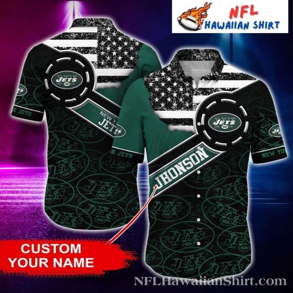 Star-Spangled New York Jets Fan Custom Aloha Shirt