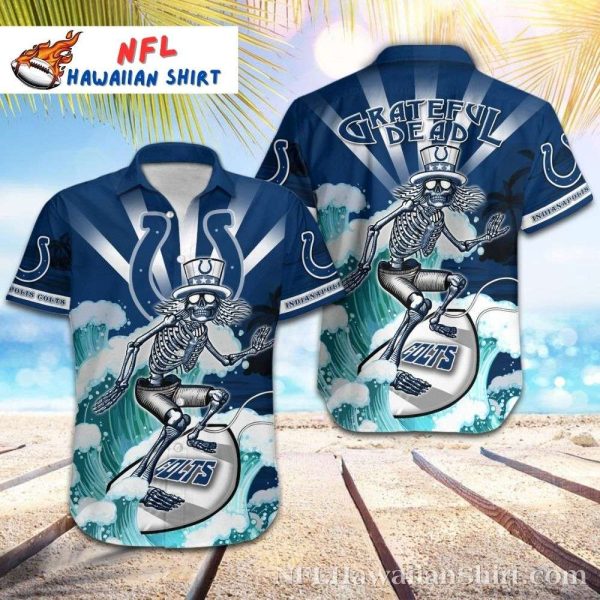 Surfing Skeleton – Indianapolis Colts Grateful Dead Tribute Hawaiian Shirt