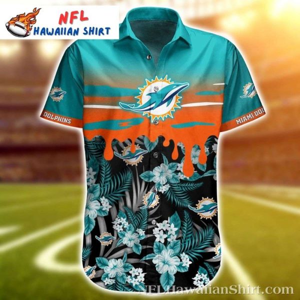 Tropical Touchdown Miami Dolphins Hawaiian Shirt – Men’s Floral Field Gear