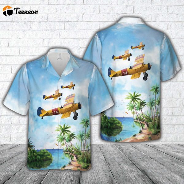 US Navy Boeing-Stearman E75 Kaydet 4273 741 (F-AZJR) Hawaiian Shirt Gift for Dad Father Days