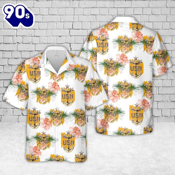 US Navy USN Miniature E 9 Master CPO Cap Device Hawaiian Shirt